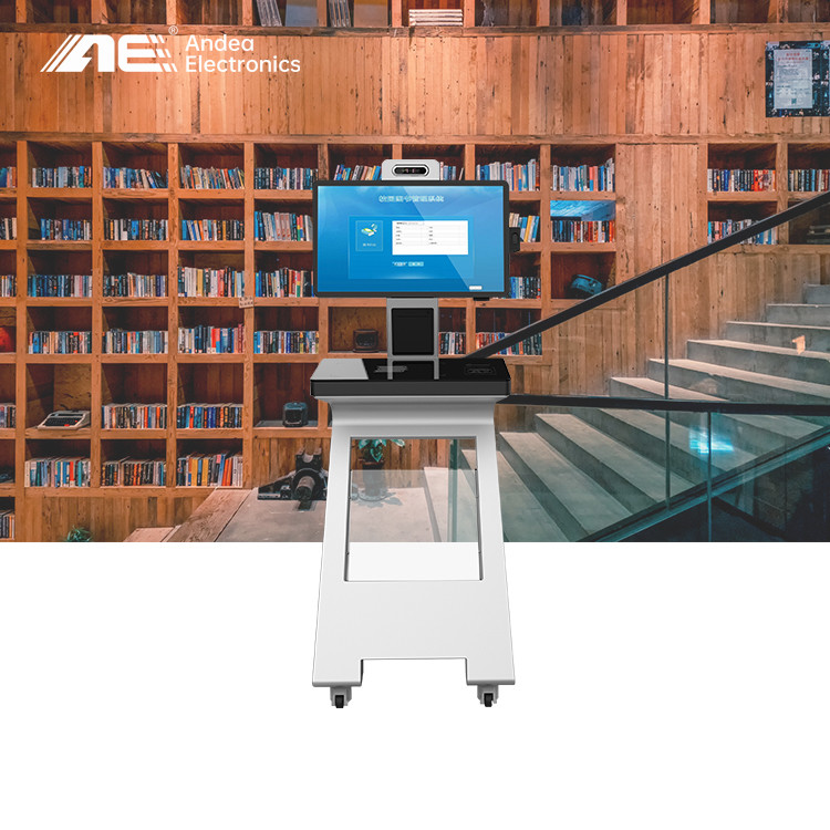 24 Inches Library Solution Self Service Machine Self Checkout Kiosk With Wheels In K12 School Library RFID System